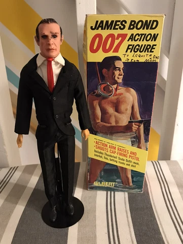 1966 Gilbert James Bond Doll With Box Lid & tuxedo Cover