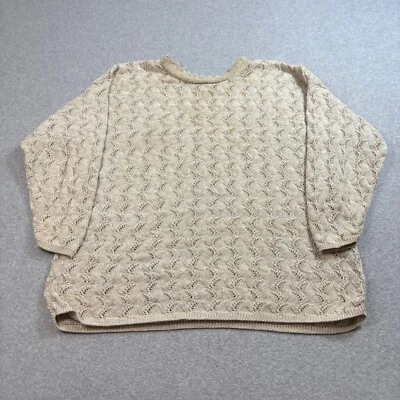 Camisa Retro Renacimiento Mujer 2X Marfil Crochet Tejido Abierto Hippie Coastal Cottage Foto 1 de 4