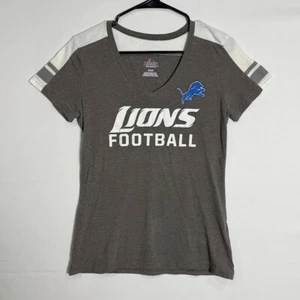 Majestic Detroit Lions Football Graphic T-Shirt Gray Women's Medium Fan Fashion - Picture 1 of 6