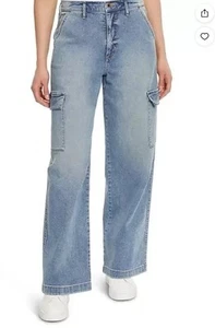 Jessica Simpson Women's Wide Leg Hight Rise Blue Cargo Jeans Sz 12/31 - Picture 1 of 7