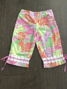 LILLY PULITZER-6X-Little Girl’s Capri Pants-Multi-Color-Tropical Frogs Greenery - Picture 1 of 10