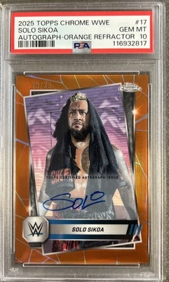 2025 Topps Chrome WWE Solo Sikoa Auto Orange /25 PSA 10 - Image 1 of 2