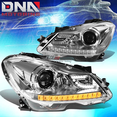 PARA 12-14 CLASE C W204 CROMO/CLARO LED ESQUINA LATERAL 3D FARO LUZ PRINCIPAL Foto 1 de 4