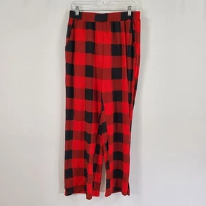 Bloomchic Plaid Pants Women's Medium Pockets Elastic Waist Red Black Check NWT - Picture 1 of 8