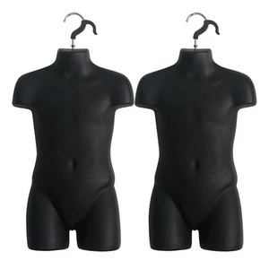 2 Sets of Black Child Torso Hollow Back Body Stackable Dress Form with Hangin... - Picture 1 of 6