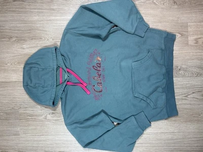 Sudadera con capucha suéter para mujer Cabela talla mediana verde rosa bordada Foto 1 de 4