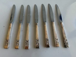Vintage Oneida Community Teller Versilbert Krönung Set 7 Tafelmesser - Bild 1 von 3