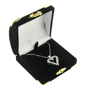 Schwarz Samt Ohrring Anhänger Box Display Schmuck Geschenkbox Schatztruhe Velour - Bild 1 von 5