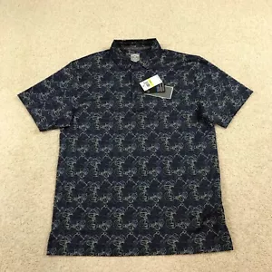 Callaway Mens Polo Shirt Medium All Over Print Broken Club Navy Blue - Picture 1 of 7