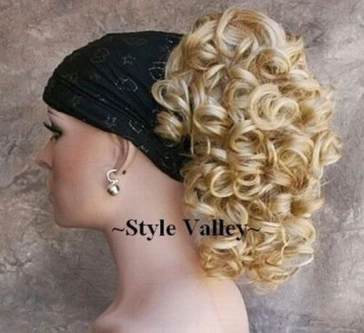 Blonde Mix Ponytail Hairpiece Medium Curly Claw Clip in/on Hair Piece Extension - Image 1 of 3