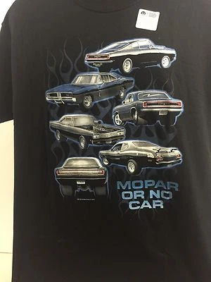 Black T-Shirt w/ "Mopar Or No Car" Script & Multiple Cars (Licensed) - Image 1 of 3