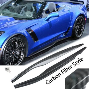 Carbon Look For 2014-2019 Chevy Corvette C7 Z06 Stingray Side Skirts Extensions - Picture 1 of 12