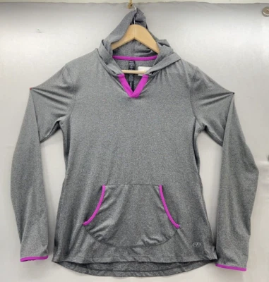 Mujer NYL Ropa Activa Sudadera con Capucha Pullover Camisa M Manga Larga Elastizada Gris Violeta Foto 1 de 4
