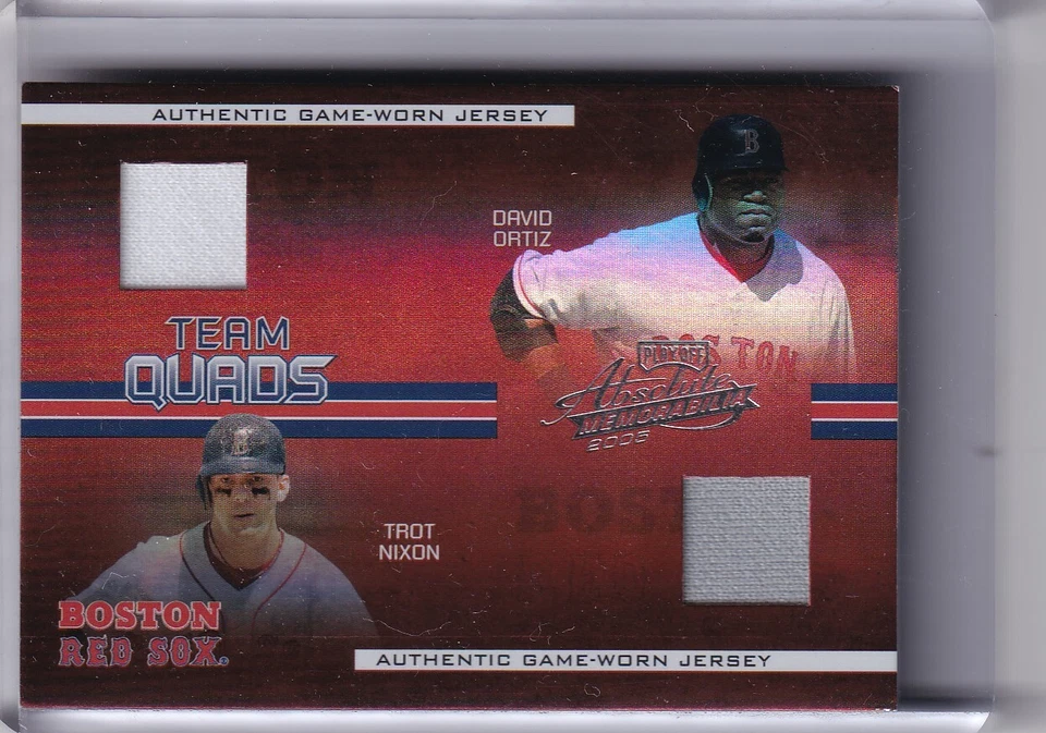2005 ABSOLUTE #TQ29 RED SOX QUAD-RELIC ORTIZ RAMIREZ VARITEK NIXON 51/100 9100 - Image 1 of 2