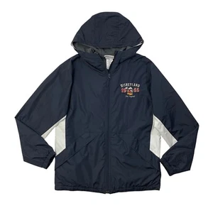 Vintage Disney Jacket Mens S Small Navy White Fleece Lined Hooded Windbreaker - Picture 1 of 10