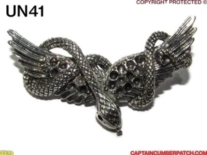 Steampunk brooch badge pin jewellery gothic gift silver wings snake #UN41 - Picture 1 of 4