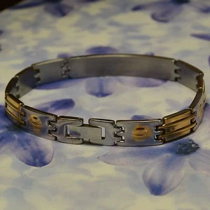 Dolly-Bijoux Bracelet semi-rigide Acier Polie Bicolore à vis 19 cm - Picture 1 of 7