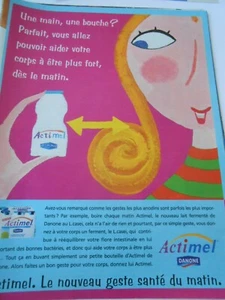 Publicté Advertising 1997 Actimel Danone Une Main une bouche - Imagen 1 de 1
