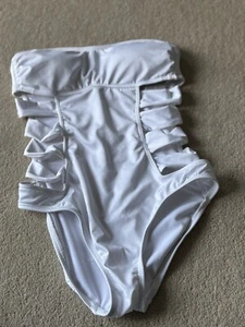 Kenneth Cole Reaction White Strapless Swim Suit /stylish swimming Costume Size M - Picture 1 of 5