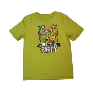 Teenage Mutant Ninja Turtles T-Shirt  Boys 6 Green Ready to Party TMNT VGUC  - Picture 1 of 4