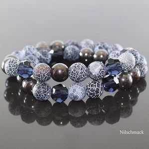 Damen Double Cracked Frosted Perlen Gummiarmband Hämatit Armband für Frauen - Bild 1 von 1
