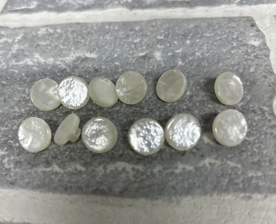 Lot of 12  Ivory Plastic Pearlized Buttons Shank 11mm 1/2" Inch New old Stock - Image 1 of 4