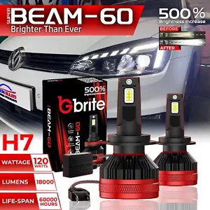 2 x H7 GBrite Super Beam 60 CANBUS ERROR FREE LED HEADLIGHT BULBS XENON WHITE UK - Picture 1 of 7