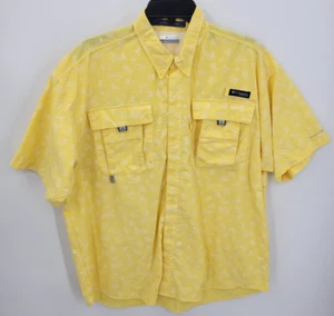 Camisa Columbia PFG Para Hombre Grande Amarilla Hawaiana Manga Corta Abotonada Ventilada - Imagen 1 de 9
