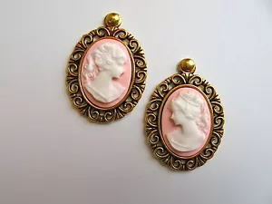 puppenhaus puppenhaus miniatur WANDBILD KAMEE FRAUEN IN ROSA WEISS GOLD - Bild 1 von 2