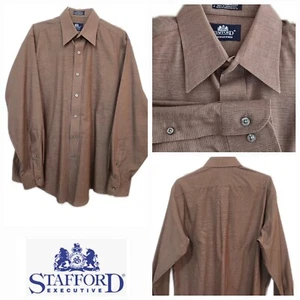 Stafford Blue Oxford Wrinkle Free Sz 15.5 Long Sleeve Button Down Shirt Men's    - Picture 1 of 8