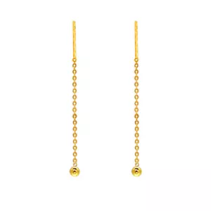 100% Orecchini Nappa Oro Giallo 18K Donna Gioielli Perline Lisce 18 Carati Au750 - Foto 1 di 14
