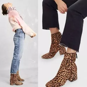 J. Crew $248 Sadie Ankle Boots in Leopard Calf Hair Size 8.5 - Picture 1 of 8