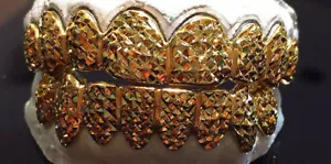 Griglia Principessa Diamante Oro Giallo 10K 14K Taglio Personalizzato Fatto a Mano Grillz - Foto 1 di 4