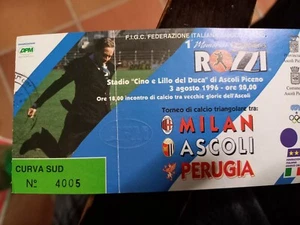 Biglietto Triangolare Vecchie Glorie Milan,Ascoli,Perugia 3/8/1996 - Foto 1 di 1