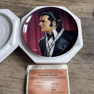 VTG Delphi Elvis Presley Commemorating The King Outstanding Young Man Plate COA - Picture 1 of 4
