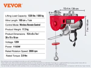 Polipasto eléctrico 200-800 kg con cable/inalámbrico control remoto grúa elevadora - Imagen 1 de 19