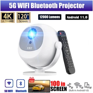 4K UHD Projector 5G WiFi Bluetooth 4K Android Smart Beamer Home Theater Movie US - Picture 1 of 12