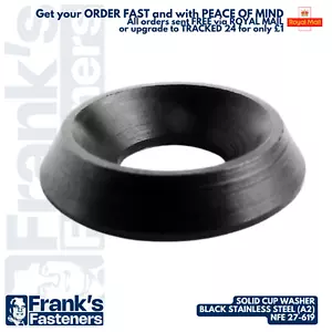 M3 M4 M5 M6 M8 CUP COUNTERSUNK SOLID FINISHING WASHER ⚫ BLACK A2 304 STAINLESS - Picture 1 of 12
