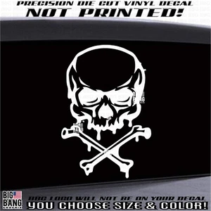 Skull Crossbones Vinyl Decal Sticker Horror Bloody Blood Drip Dripping Hearse - Picture 1 of 4