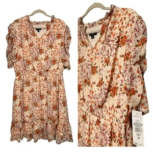 MSK Floral Flower Smocked Waist Ruffle Neck Dress Women's 2X 25x39 Summer/Spring - Picture 1 of 7