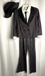 20's Gangster Girl Pink Pin Stripe Suit & Hat Size L Black Pink B*H - Picture 1 of 10