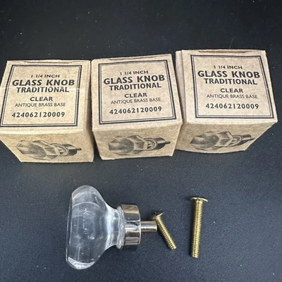 NEW Lot of 3 Restoration Hardware Octagon Glass Knob Cabinet Drawer Pulls Chrome - Image 1 of 4