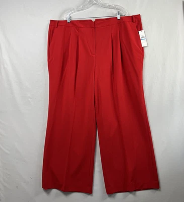 Pantalones DKNY The Mercer Plisados Pierna Ancha Mujer 20W Rojo Rayón Mezcla Nuevos Foto 1 de 4