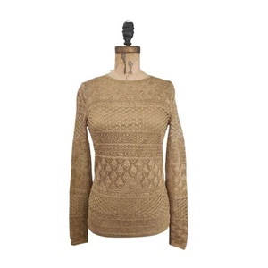 Lauren Ralph Lauren Häkelpullover Gold Metallic Pointelle S Petite JO - Bild 1 von 5