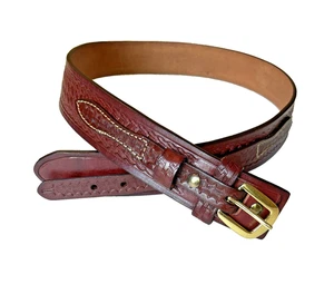 Cintura uomo Cabelas pelle bovina marrone taglia 40 ranger western cowboy fibbia ottone - Foto 1 di 17
