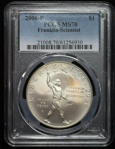 2006 P-PCGS MS70-Franklin Scientist-US Commemorative S$1-Silver Dollar-930 - Picture 1 of 2