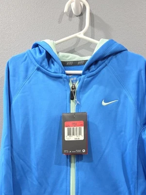 Nike Girls Therma-Fit  Full Zip Fleece Hoodie  Size L  Blue / Mint Green  NWT - Image 1 of 4