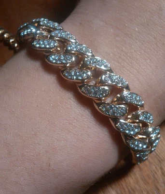 Austrian Crystal Curb Link Goldtone Bracelet - Image 1 of 4