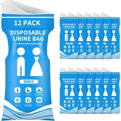 Disposable Urine Bags 12 Pcs, 900ML Pee Bags for Travel for Women and Men, Emerg - Image 1 of 4