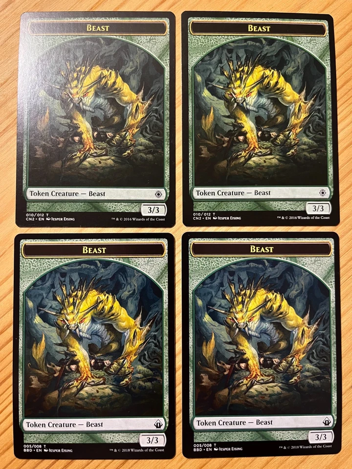 MTG Magic 4x Beast TOKEN (2x Battlebond, 2x Conspiracy:TtC) M/NM Eng - Bild 1 von 1
